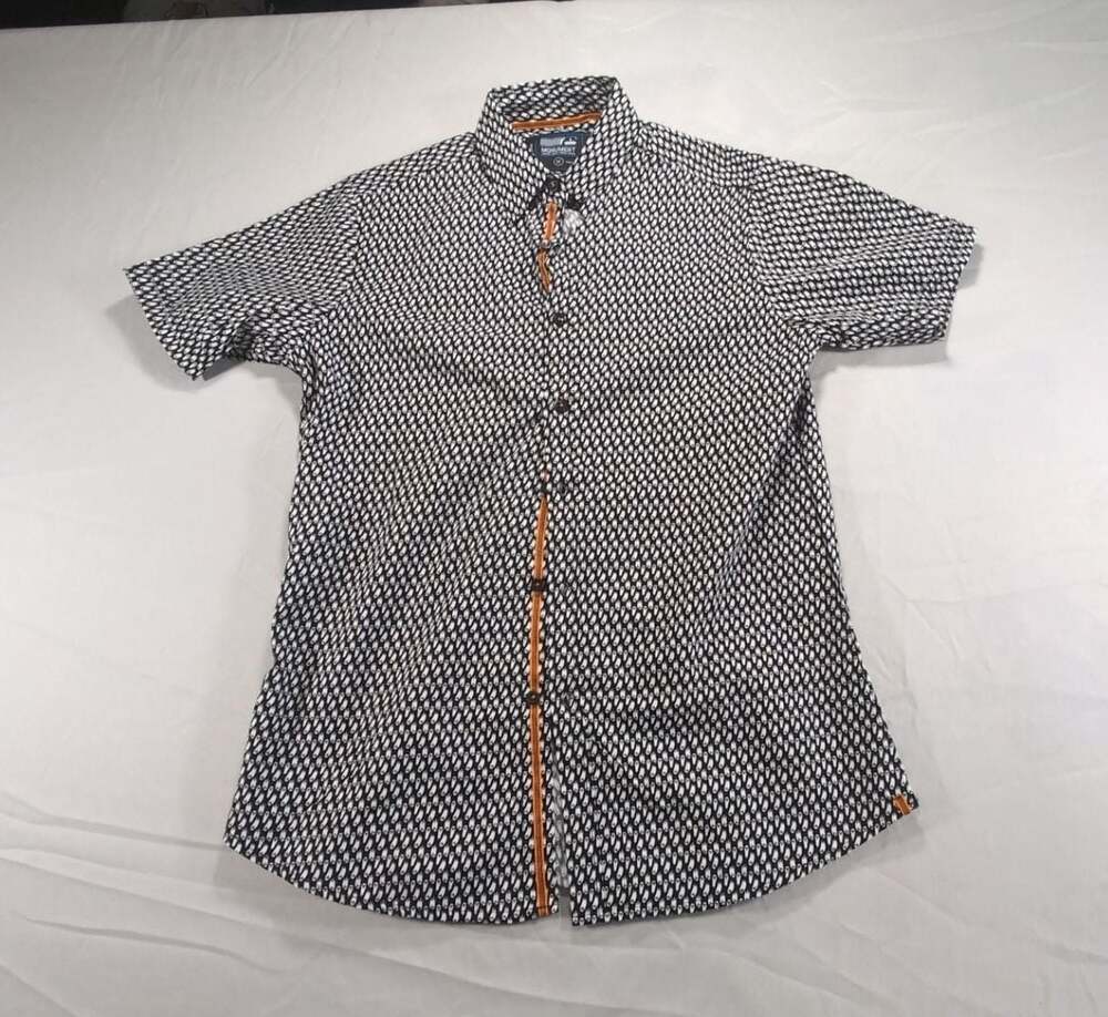 Monument Mens Short Sleeve Ghost Print Button Down